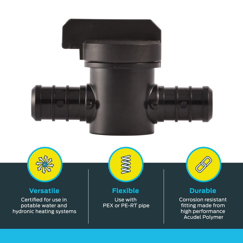 SharkBite 1/2 Inch Poly Crimp Ball Valve, Pack of 2, PEX Pipe, PE-RT, 24606Z2 - Image 3